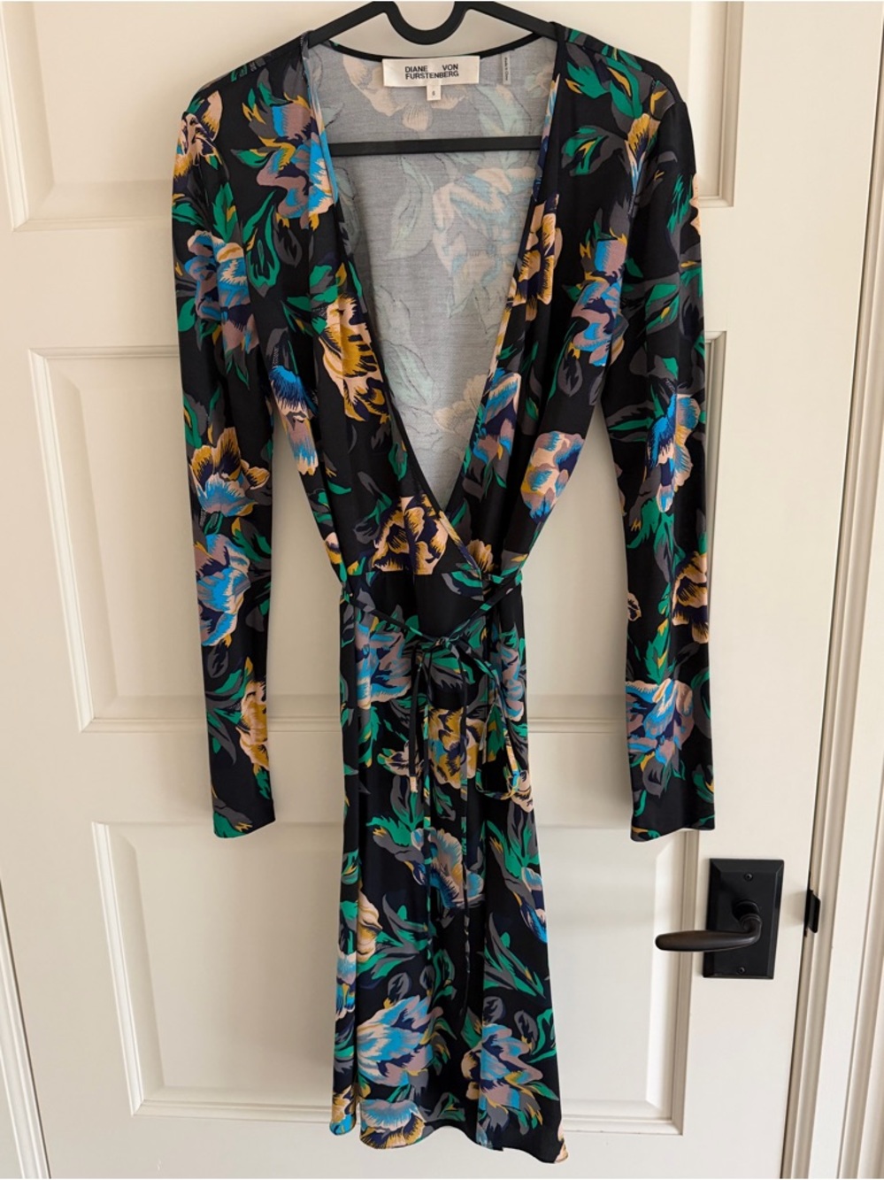 Diane von Furstenberg Black Floral Wrap Dress